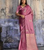 pink satin weaving silk blend saree