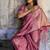 pink satin weaving silk blend saree