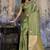 olive green satin weaving silk blend saree