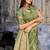 olive green satin weaving silk blend saree