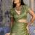 olive green satin weaving silk blend saree