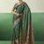 green faux satin printed saree