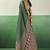 green faux satin printed saree