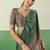 green faux satin printed saree