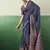 navy blue faux satin printed saree