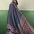 navy blue faux satin printed saree
