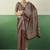 brown faux satin printed saree