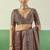 brown faux satin printed saree