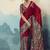 red faux satin printed saree