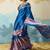 royal blue faux satin printed saree