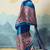 royal blue faux satin printed saree