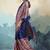 navy blue faux satin printed saree