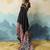 black faux satin printed saree
