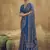 royal blue faux satin printed saree