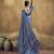 royal blue faux satin printed saree