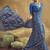 royal blue faux satin printed saree