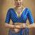 royal blue faux satin printed saree