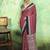 maroon faux satin print saree