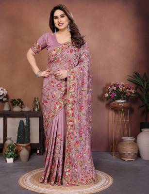 Mauve Floral Printed Designer Saree for Women 1