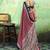 maroon faux satin print saree