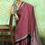 maroon faux satin print saree