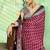 maroon faux satin print saree