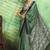 green faux satin print saree