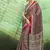 brown faux satin print saree