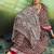 brown faux satin print saree
