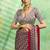 brown faux satin print saree