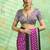 magenta faux satin print saree