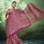hot pink faux satin printed saree