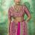 hot pink faux satin printed saree