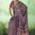 navy blue faux satin printed saree