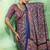 navy blue faux satin printed saree