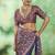 navy blue faux satin printed saree