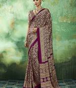 wine faux satin printed saree