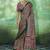 green faux satin printed saree