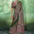 green faux satin printed saree