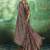 green faux satin printed saree
