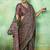 green faux satin printed saree