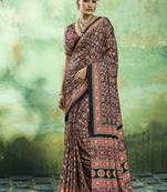 black faux satin printed saree