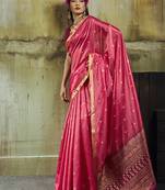 pink weaving faux tussar silk blend saree