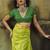 parrot green weaving faux tussar silk blend saree