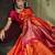 orange weaving faux tussar silk blend saree