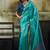 aqua blue weaving faux tussar silk blend saree