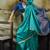 aqua blue weaving faux tussar silk blend saree