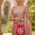 Elegant red peach pearl embroidered potli bag with beaded handle