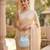 Elegant sky blue peach pearl embroidered potli bag with beaded handle