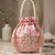 Elegant light pink peach pearl embroidered potli bag with beaded handle